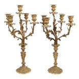 Pair of 19th century bronze candelabrum