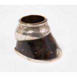 Edwardian silver mounted tortoiseshell hoof shaped match holder, (Birmingham 1905), maker Grey & Co