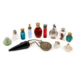 Good collection of scent bottles, some with silver mounts