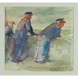 Roland Batchelor (1889-1990) watercolour, Le Tréport. Looking On, signed, 19.5cm x 20.5cm, in glazed