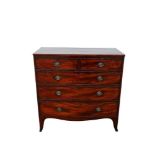 Regency mahogany chest of drawers, with two short over three long graduated drawers on splayed brack