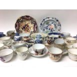 A large group of mostly 18th and 19th century English ceramics, including a creamware basket, pearlw