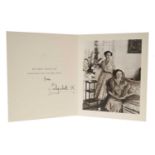 H.M.Queen Elizabeth The Queen Mother, signed 1952 Christmas card with gilt crown to cover, photograp