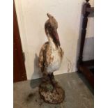 Antique painted cast iron figure of a heron, 74cm high