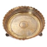 Edwardian Hunt and Roskell silver gilt armorial round dish