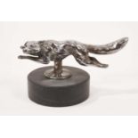 1930s chrome plated running fox car mascot on slate plinth