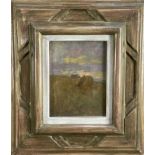 Mary Henrietta Dering Curtois (1854-1929) oil on canvas - Hay Ricks in Summertime, signed, 18cm x 14