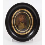 Portrait miniature on card of a 17th century gentleman, named verso as 'Probably Joseph Howe of St B