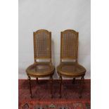 Pair late 19th century giltwood French parlour chairs with cane seats