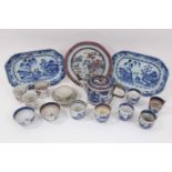 A group of 18th century Chinese export porcelain, including a pair of blue and white ashets, a flute