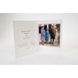 H.M.Queen Elizabeth II and H.R.H.The Duke of Edinburgh signed 1999 Christmas card with twin gilt cip