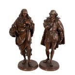 John Jules B. Salmson (1823-1902): Substantial pair of bronze figures of Shakespeare and Rousseau