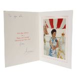 H.R.H.Princess Anne, The Princess Royal, signed 1980s Christmas card with crowned A cipher to cover,