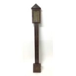 Early 19th century stick barometer with printed paper dial dated 1837 with architectural pediment an