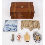 Assorted works of art including Victorian inlaid jewellery box, etc