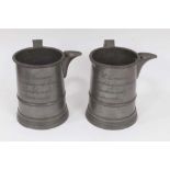 Pair of 19th century pewter tavern quart mugs, engraved ' W. Turner, Bricklayer's Arms, Sevenoaks