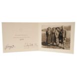 T.M.King George VI and Queen Elizabeth, signed 1950 Christmas card with gilt crown to cover, photogr