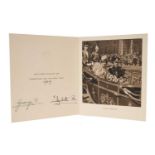 T.M.King George VI and Queen Elizabeth, signed 1949 Christmas card with gilt crown to cover, photogr