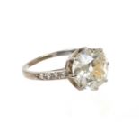 Diamond single stone ring with an old cut diamond weighing approximately 3.20cts