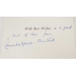 Lady Clementine Churchill (wife of Sir Winston Churchill) signed 1960s best wishes card with flowers