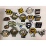 Lot automobilia including car badges and rally plaques