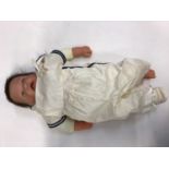 Reborn Baby Doll by Berenguer 50cm. In silk sailor outfit.