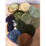 Quantity of 1940's- 60's hats including half hats, turbans, velvets etc. Makes include Ricemans of