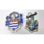 George VI silver and enamel Mayoress or Past Mayoress' badge for Burton Upon Trent engraved to rever