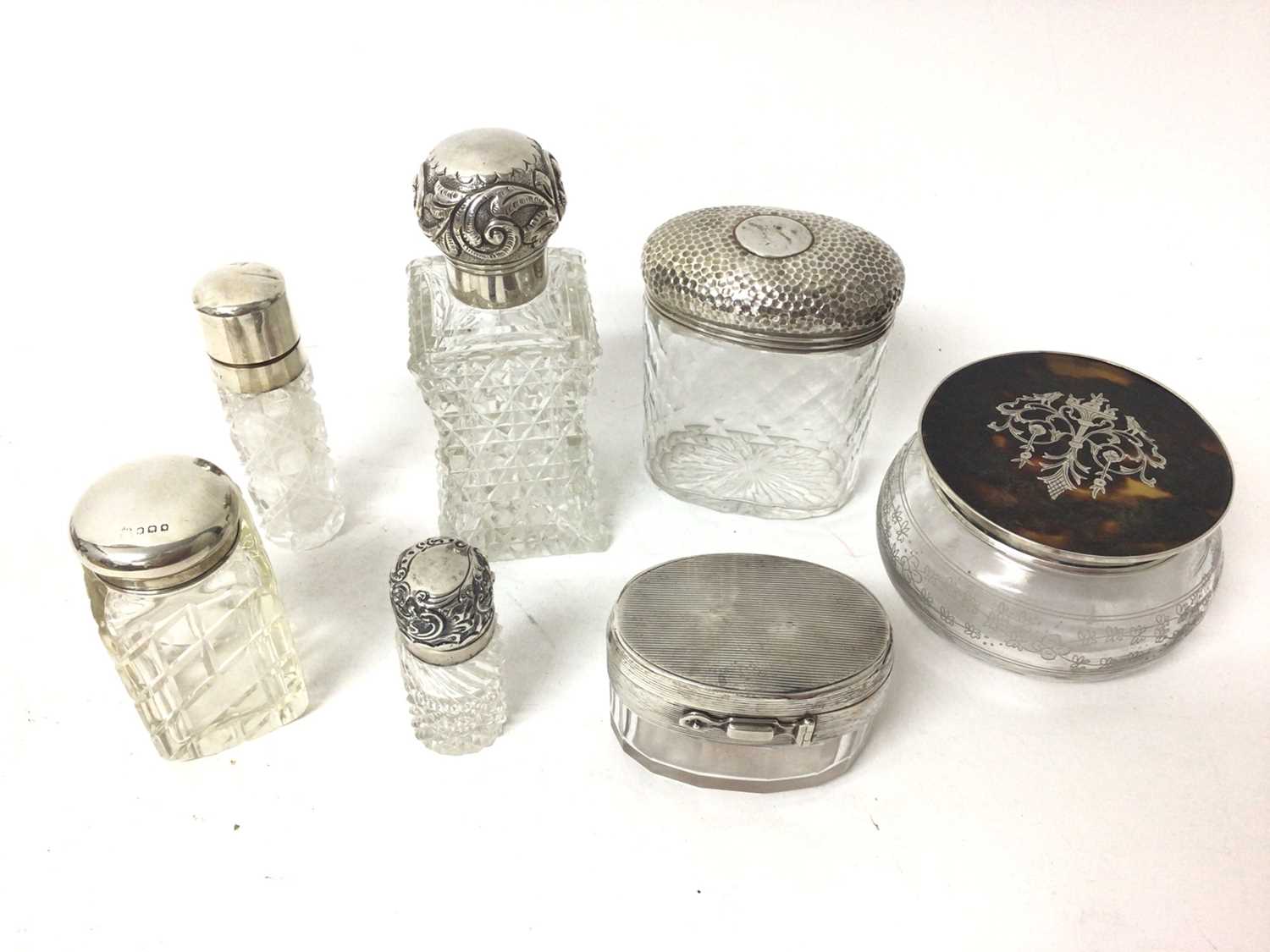 Victorian silver topped cut glass scent bottle (London 1893), together with a Victorian silver toppe