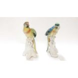 Two Karl Ens porcelain Parrots, 25cm high and 24cm high