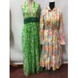 1970's/80's dress including floral dress by Annie Cough, strapless pink polka dot evening by Radley,