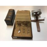 Stereoscopic viewer and a large quantity of slides, including Underwood
