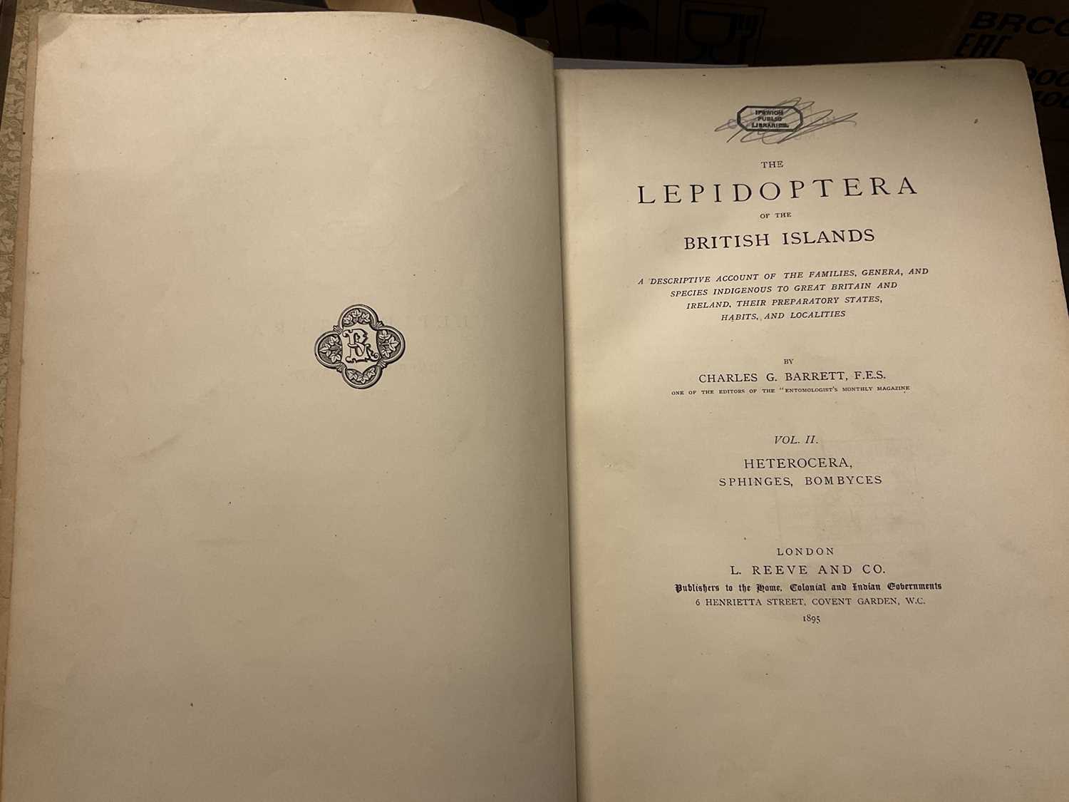 Charles G Barrett - The Lepidoptera of the British Islands, 1893 - 1907, L Reeve and Co, 11 Vols, ea - Image 7 of 15