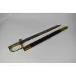 Victorian 1856 Pattern pioneer sword with brass hilt, saw back blade by Wilkinson Sword in original