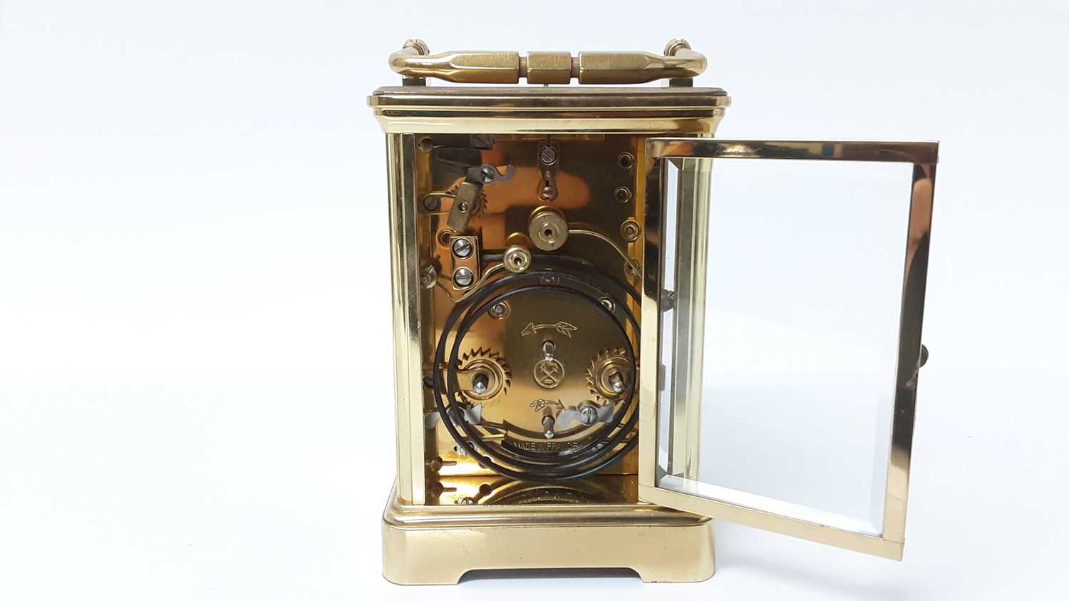 Brass carriage clock with alarm and repeat - Image 6 of 6