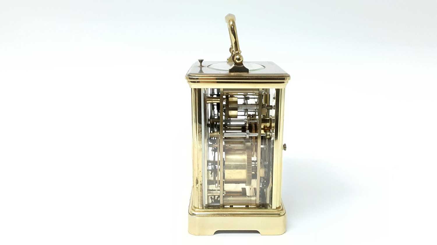 Brass carriage clock with alarm and repeat - Image 4 of 6