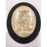 Oval plaster relief wall plaque depicting Jesus after the crucifixion, 38.5 x 31cm