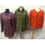 Selection of ladies' country wear and tweed jackets, makers include Field Pro Hoggs of Fife, Wim Hem