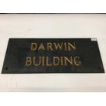 Slate building sign- Darwin House, 63.5 x 25.5cm