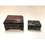 Oriental lacquer writing box with drawer, together with an oriental lacquer music box (2)