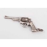 Contemporary silver (925) miniature model of a revolver with rotating cylinder