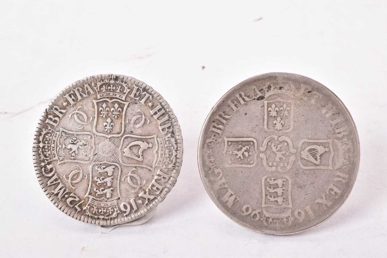 G.B. - Silver Crowns to include Charles II 1672 V. Quarto AF and William III 1696 Fair (2 coins)