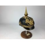 First World War Imperial German Prussian Officer’s Picklehaube with gilt metal fittings, Prussian ea