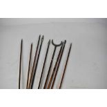 Rare collection of nine 18th/19th century Indian arrows with fine quality specialist killing tips in