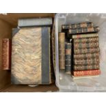 Collection of decorative bindings, including three Vols. Life of Nelson by Stanier Clarke aand John