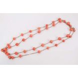 Antique 9ct gold and coral long necklace