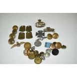 Collection of military buttons, silver enamelled RAF sweetheart brooch, one other, two United Servic