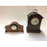 Edwardian inlaid mahogany mantle clock retailed by Mappin and Webb, with French 8 day movement strik