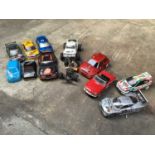 Kyosho battery remote control car together with five other remote control cars, four controllers and