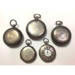 Five Victorian and later silver cased pocket watches to include four full hunters and one half hunte